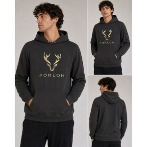 FORLOH Hoodie Mens XL Black Camo Graphic Cotton Hunting Fishing Outdoor